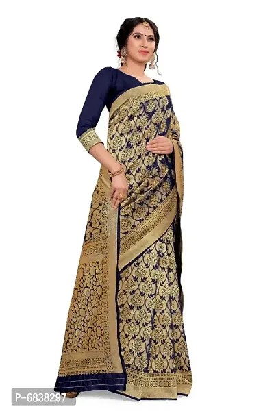 Woven Design Banarasi Art Silk Saree with Unstitched Blouse Piece for Women`s-thumb3