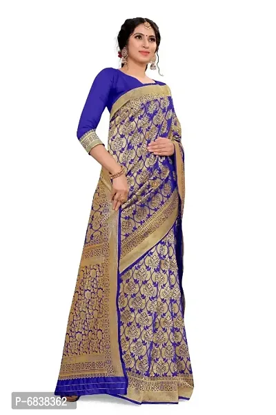 Woven Design Banarasi Art Silk Saree with Unstitched Blouse Piece for Women`s-thumb3