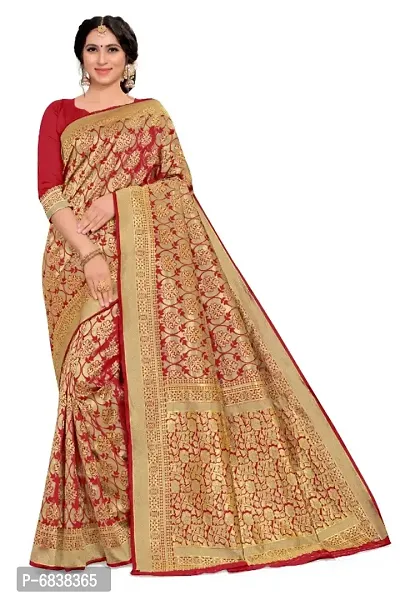 Woven Design Banarasi Art Silk Saree with Unstitched Blouse Piece for Women`s