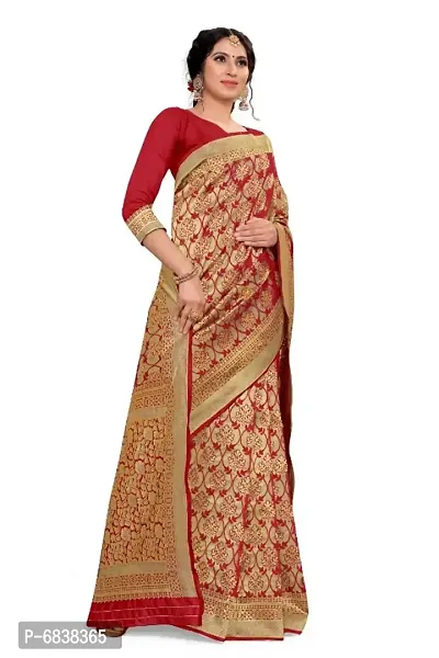 Woven Design Banarasi Art Silk Saree with Unstitched Blouse Piece for Women`s-thumb3