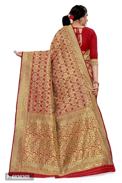 Woven Design Banarasi Art Silk Saree with Unstitched Blouse Piece for Women`s-thumb4