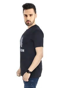 Men Printed Black Cotton Blended Round Neck Half Sleeve T-Shirt-thumb2