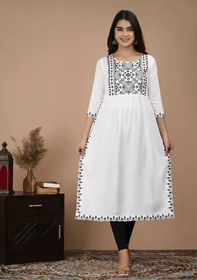 Stylish Rayon Embroidered Anarkali Kurta