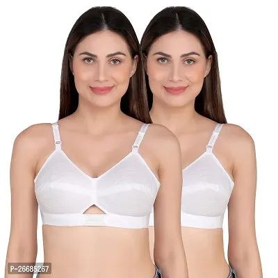 Stylish White Cotton Solid Bras For Women-thumb0