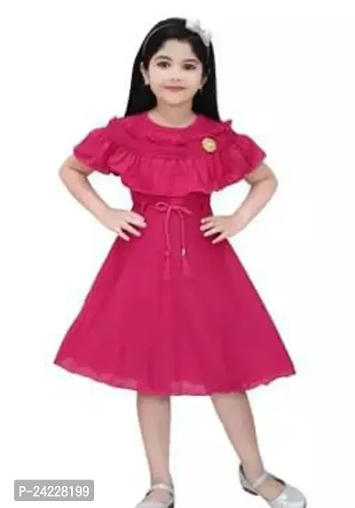 Elegant Crepe Self Pattern Dresses For Girls-thumb0