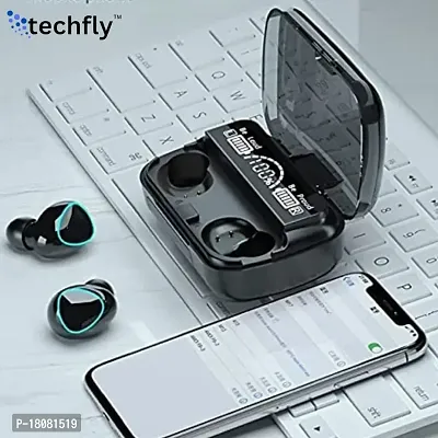 Techfly M10 Premium TWS Bluetooth 5.1 Noise Canceling Earbuds LED Display WITH Power Bank Bluetooth Headset-thumb0