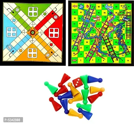 Kids Special Foldable Simple Ludo and Snake Ladder Board Indoor Game Set- 2 in 1 (Small)-thumb0