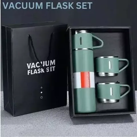 Vacuum Steel Flask Set With 3 Stainless Steel Cups