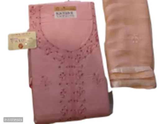 Elegant Pink Cotton  Dress Material with Dupatta For Women-thumb0