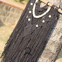 Macrame Kn0ts 26 Inches Black Macrame Wall Hanging Woven Boho Wall Decor Handmade Home Geometric Art Decoration for Apartment Bedroom Living Room Gallery-thumb1