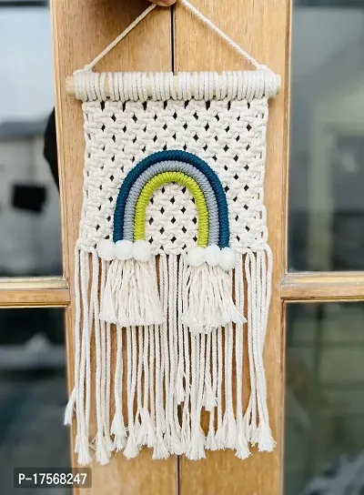 SUTRAM Macrame Wall hanging for kids room - Rainbow wall decor, 8X15inches-thumb2