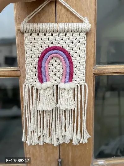 SUTRAM Macrame Wall hanging for kids room - Rainbow wall decor, 8X15inches-thumb3