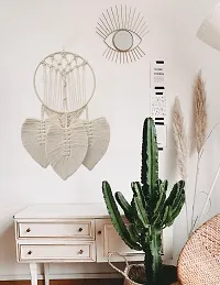 KnottySoul Dream Catcher Feathers Leaf Boho Wall Hanging Macrame Tapestry Home Decor (Off White)-thumb2