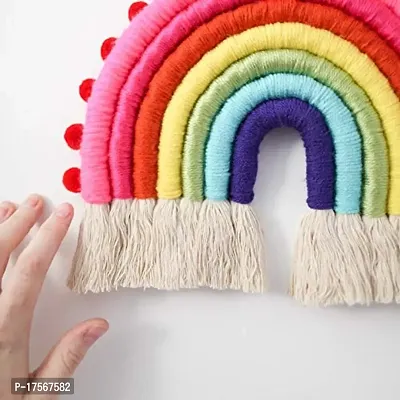 Paperiva Handcrafted Rainbow Wall Hanging Macrame Tassel for Kids Room Bedroom Decor-thumb2