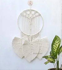 KnottySoul Dream Catcher Feathers Leaf Boho Wall Hanging Macrame Tapestry Home Decor (Off White)-thumb1