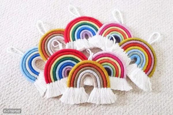 Paperiva Handcrafted Rainbow Wall Hanging Macrame Tassel for Kids Room Bedroom Decor-thumb3