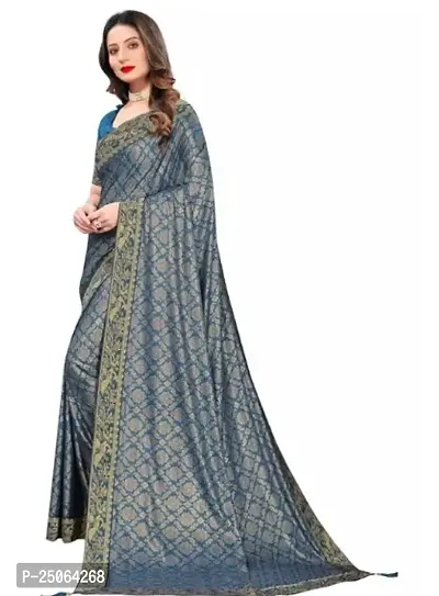 Beautiful Banarasi Silk Self Pattern Women Saree with Blouse Piece-thumb0