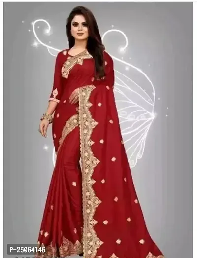 Beautiful Art Silk Embroidered Women Saree with Blouse Piece