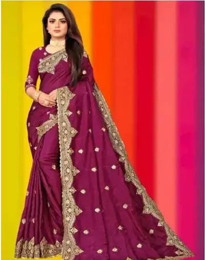 Elegant Silk Blend Saree with Blouse piece For Women