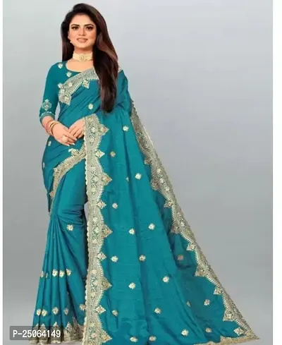 Beautiful Art Silk Embroidered Women Saree with Blouse Piece