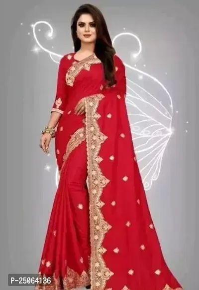 Beautiful Art Silk Embroidered Women Saree with Blouse Piece