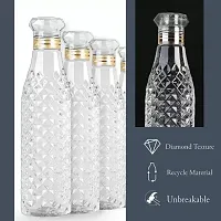 Plastic Fridge Water Bottle Set Of 6, Crystal Diamond Texture Design 1000 ml Bottle  (Pack of 6, Clear, PET)-thumb3