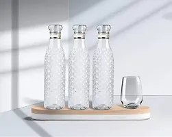 Plastic Fridge Water Bottle Set Of 6, Crystal Diamond Texture Design 1000 ml Bottle  (Pack of 6, Clear, PET)-thumb4