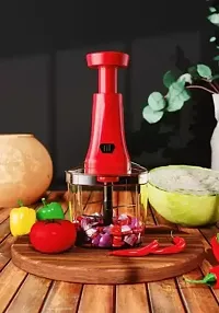 Chopper 5 Blade Push Fruit Chopper with Easy Push Lock Button, Anti Skid Base Vegetable Chopper  (1 x Chopper)-thumb1