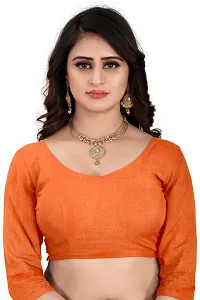 Mahayantra Creation Women's Cotton Blend Saree with Unstitched Blouse Piece with Butterfly Print (Orange)-thumb4