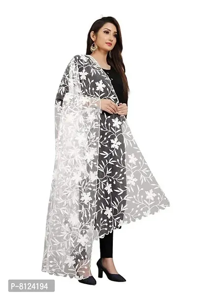 Mahayantra Creation Women's Nylon Mono Net Dupatta for Girls | Embroidery Dyeable Net Dupatta's for Womens | White Net Dupatta for Girls/Womens - Pack of 1-thumb4