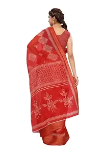 Mahayantra Creation Women's Cotton Blend Saree with Unstitched Blouse Piece new collection with Rangoli Print (Red)-thumb1