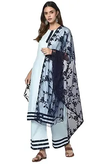 Mahayantra Creation Women's Nylon Net Embroidered Dupatta (Navy Blue)-thumb2