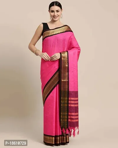 Elegant Pink Silk Cotton Saree with Blouse piece-thumb0