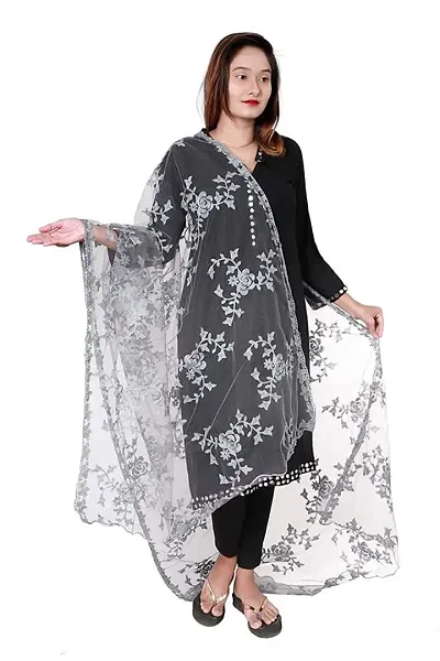 Mahayantra Creation Women's Net Embrodiery Dupatta-