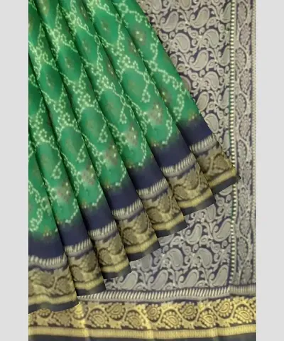 Cotton Blend Bandhani Sarees with Blouse piece