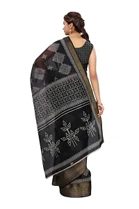 Mahayantra Creation Women's Cotton Blend Saree with Unstitched Blouse Piece new collection with Rangoli Print (Black)-thumb1