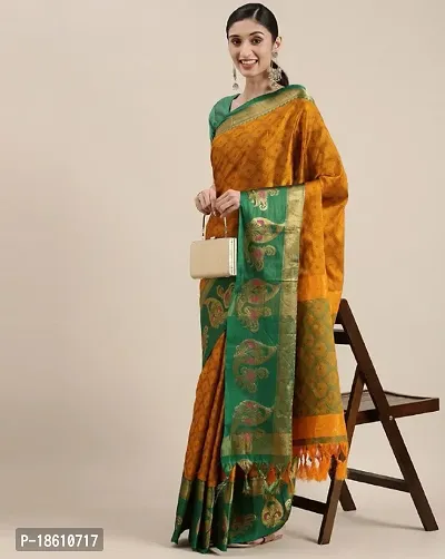 Elegant Orange Silk Cotton Saree with Blouse piece-thumb0