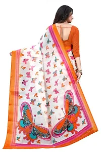 Mahayantra Creation Women's Cotton Blend Saree with Unstitched Blouse Piece with Butterfly Print (Orange)-thumb3