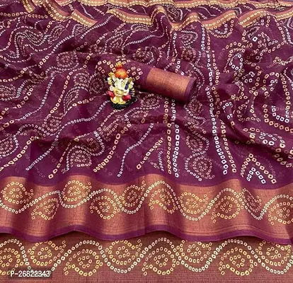 Beautiful Cotton Blend Printed Saree with Blouse piece For Women-thumb0