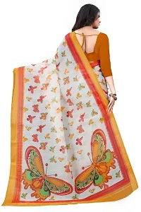 Mahayantra Creation Women's Cotton Blend Saree with Unstitched Blouse Piece with Butterfly Print (Mustard)-thumb3