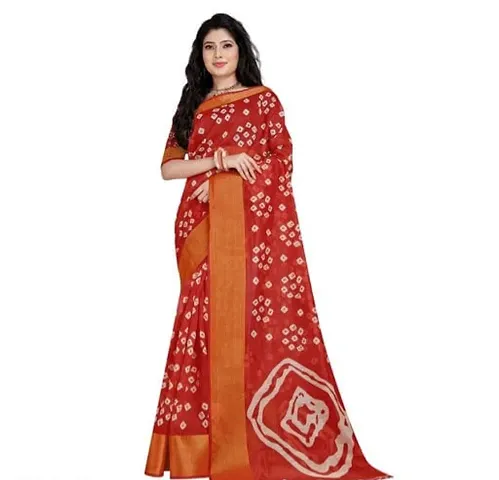 Stylish Cotton Bandhani Printed Saree With Blouse Piece