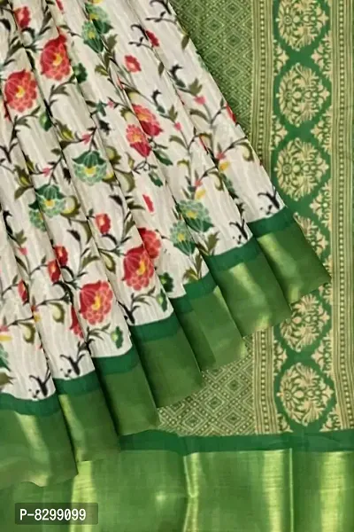 GREEN COLOUR COTTON PRINTED TUSSAR SAREE