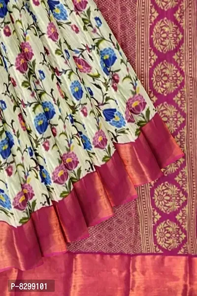 PINK COLOUR COTTON PRINTED TUSSAR SAREE