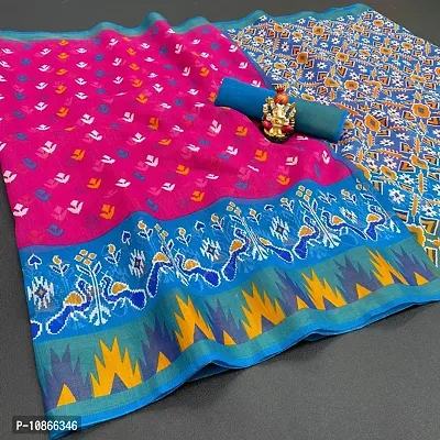 Classic Cotton Blend Printed Saree with Blouse piece-thumb0