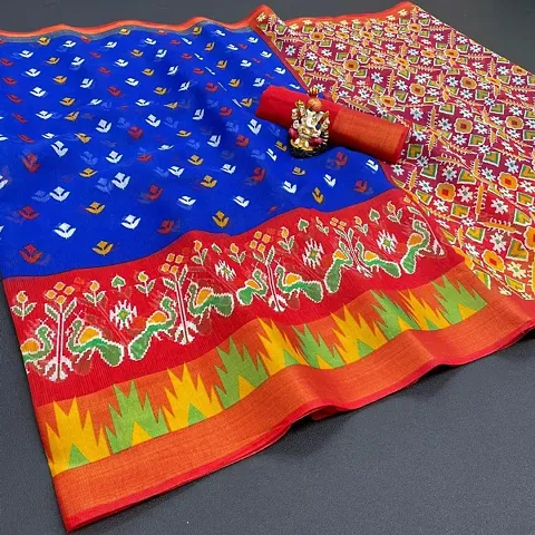 Cotton Blend Sarees With Blouse Piece