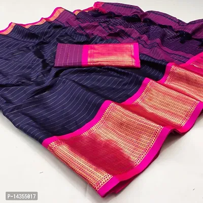 NAVYBLUE COLOUR SILK SOLID JACQUARD SAREE-thumb0