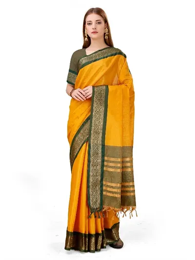 New In Cotton Silk Saree with Blouse piece 