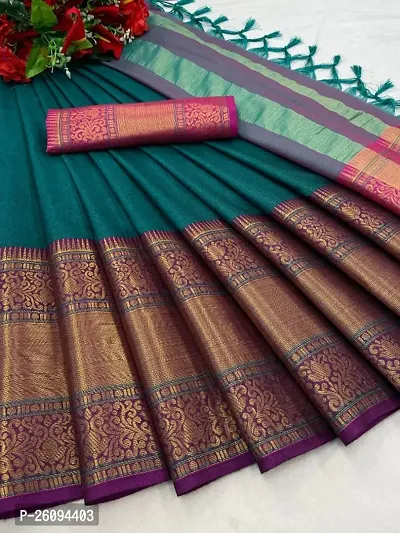 Classic Cotton Silk Jacquard Saree with Blouse piece-thumb0