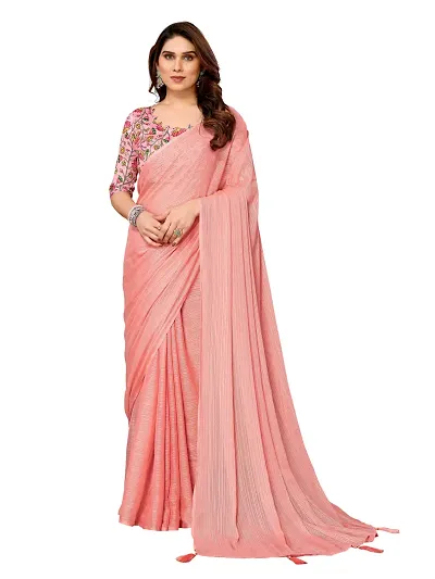 Hot Selling Poly Chiffon Saree with Blouse piece 