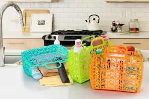 Plastic Foldable Smart Look Bag for Shopping,Fruit  Vegetable Storage Basket,Living Room,Party  Travelling Bag Pack of 1-thumb1